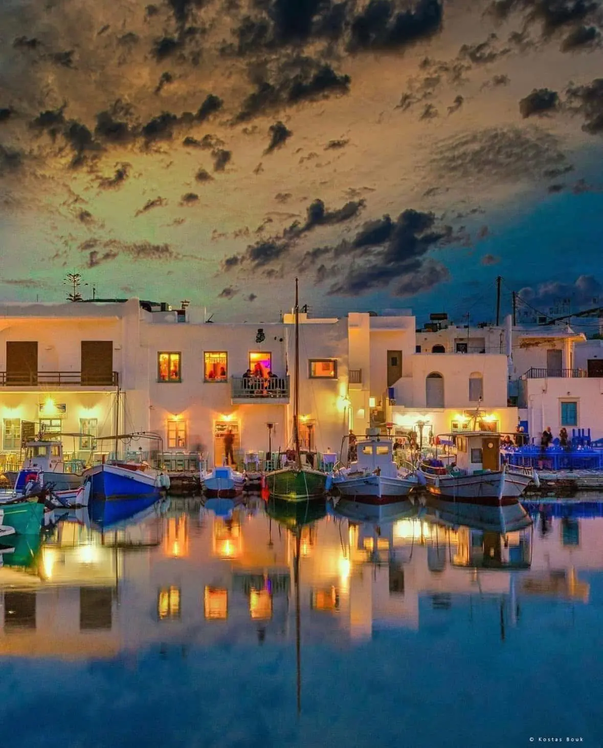 Naousa Harbor at sunset